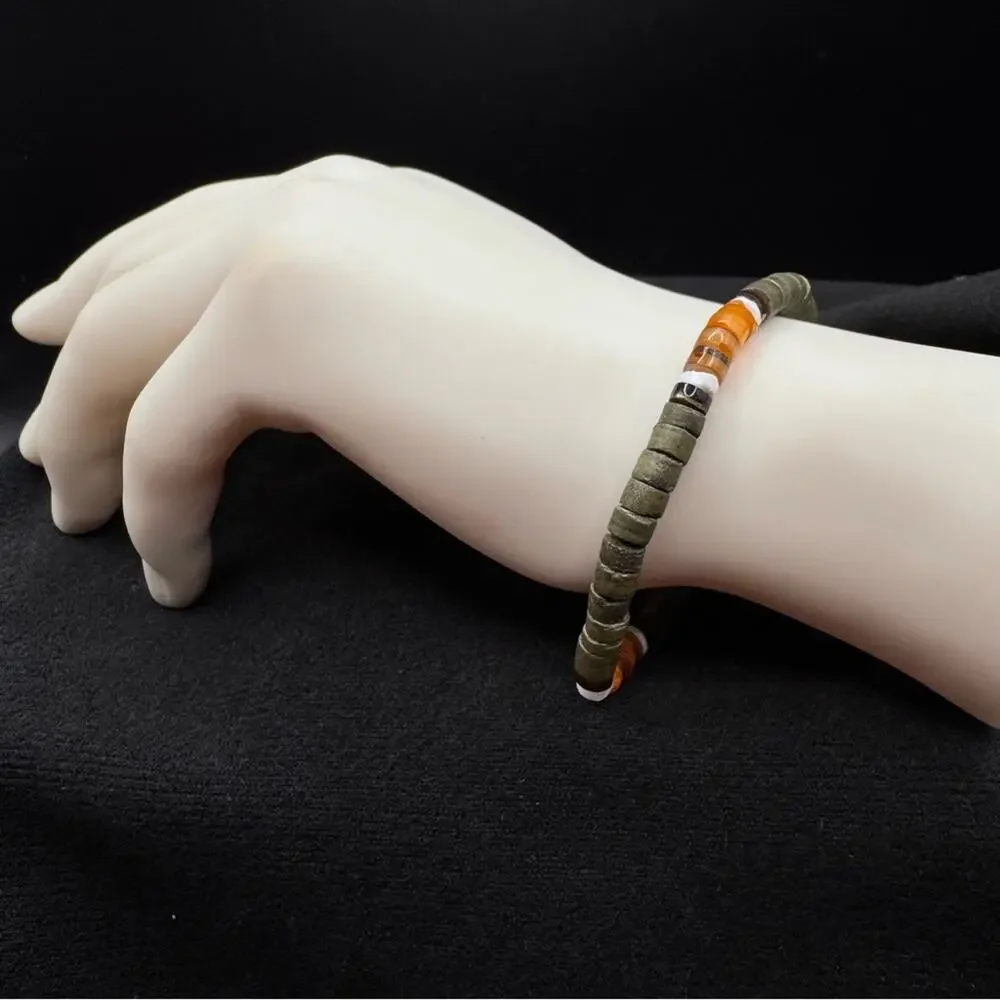 Bracelet Natural Stone Heishi Beads Earth Tones Artisan Boho Style